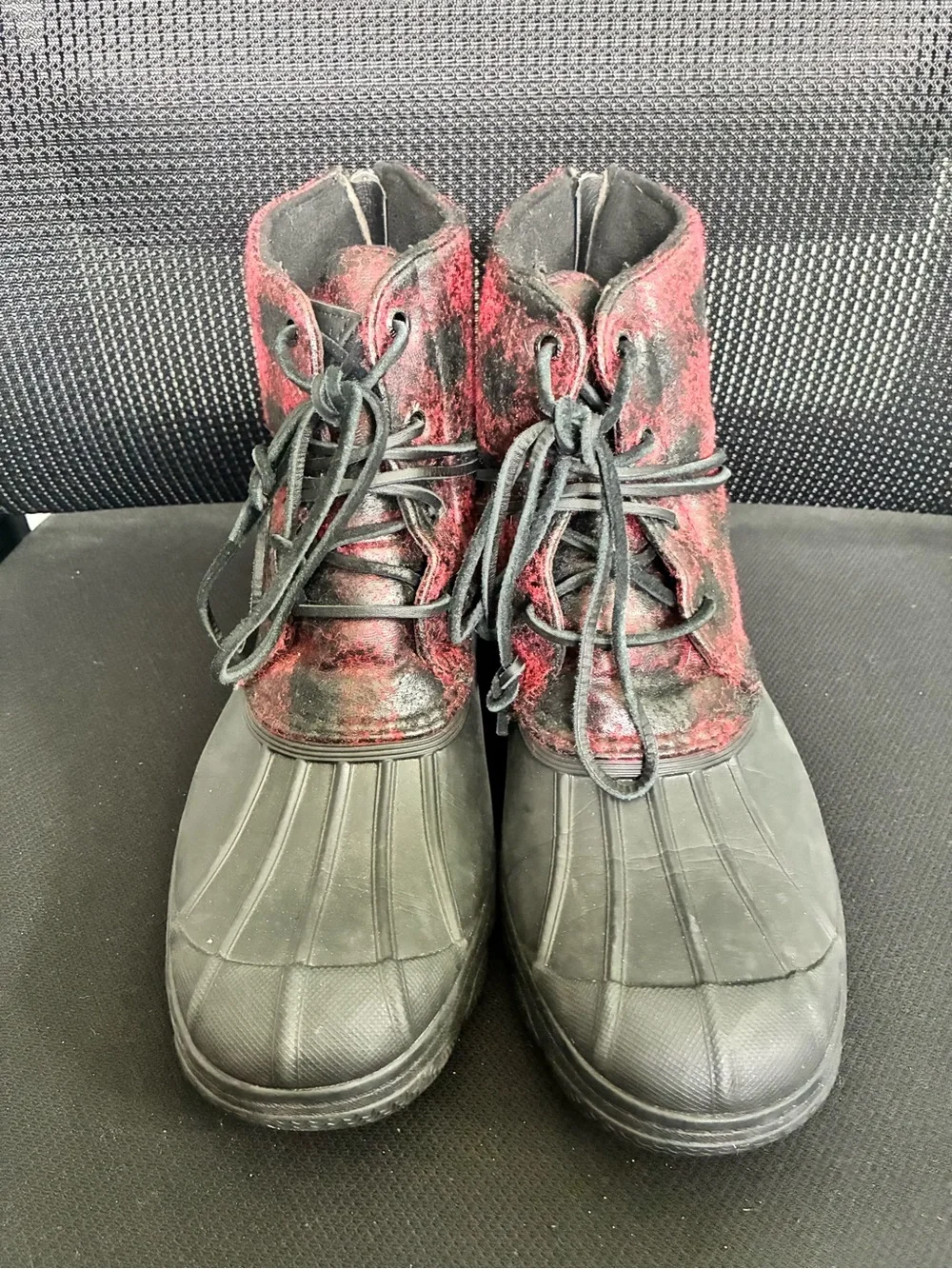Sperry Top-Sider Saltwater Duck Rain Boots Women's Size 9 Red Black Plaid